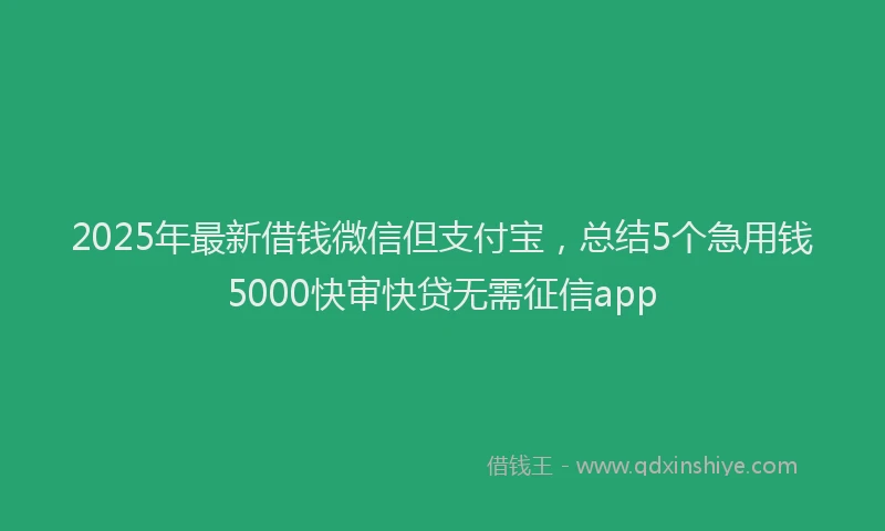 2025年最新借钱微信但支付宝，总结5个急用钱5000快审快贷无需征信app