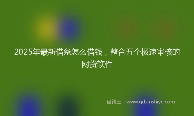 2025年最新借条怎么借钱，整合五个极速审核的网贷软件