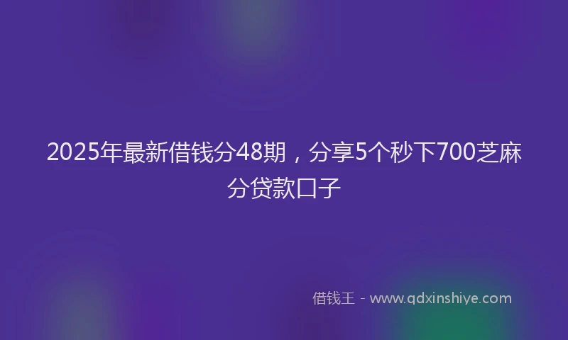 2025年最新借钱分48期，分享5个秒下700芝麻分贷款口子