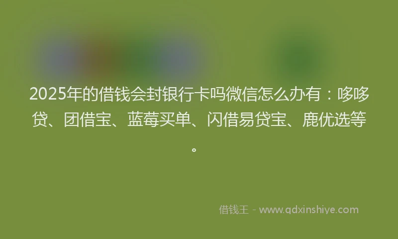 2025年的借钱会封银行卡吗微信怎么办有：哆哆贷、团借宝、蓝莓买单、闪借易贷宝、鹿优选等。
