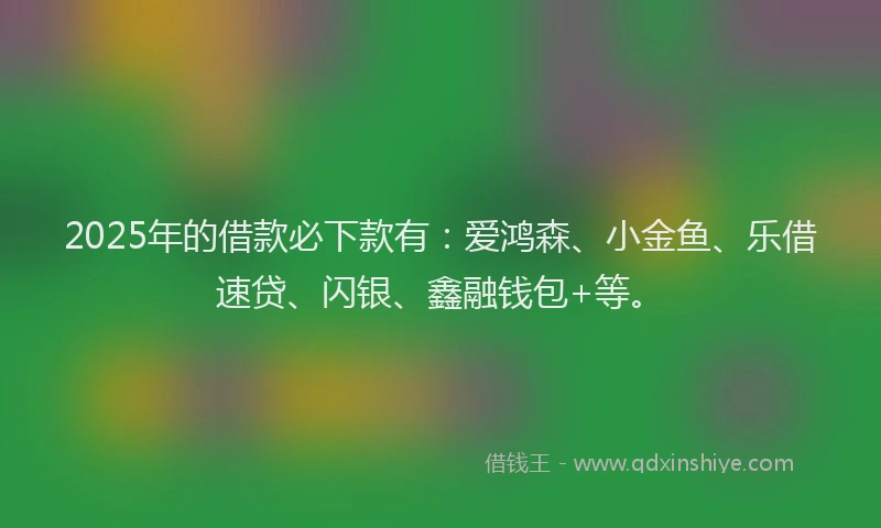 2025年的借款必下款有：爱鸿森、小金鱼、乐借速贷、闪银、鑫融钱包+等。