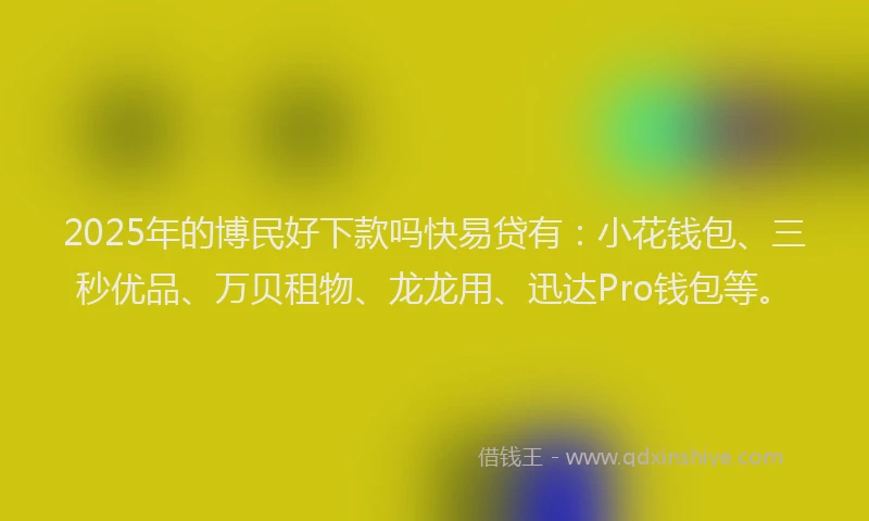 2025年的博民好下款吗快易贷有：小花钱包、三秒优品、万贝租物、龙龙用、迅达Pro钱包等。