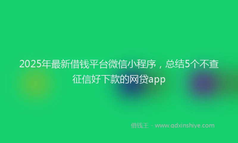 2025年最新借钱平台微信小程序，总结5个不查征信好下款的网贷app
