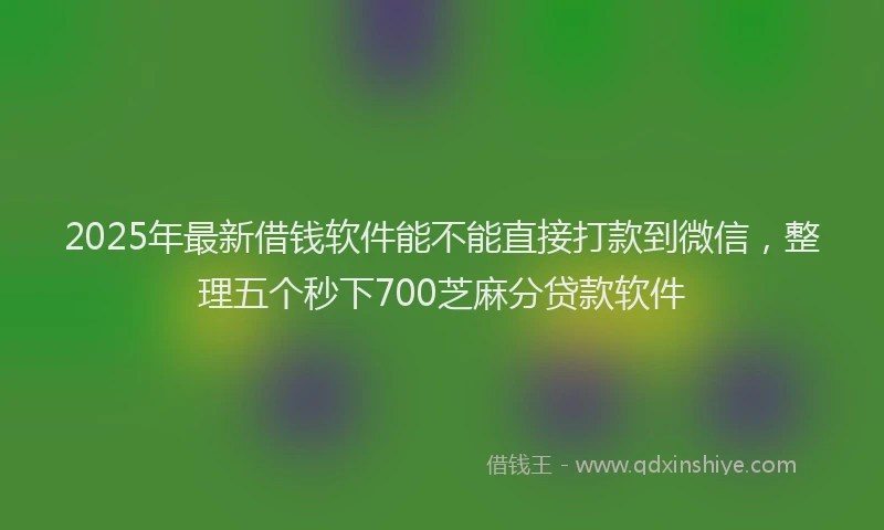 2025年最新借钱软件能不能直接打款到微信，整理五个秒下700芝麻分贷款软件