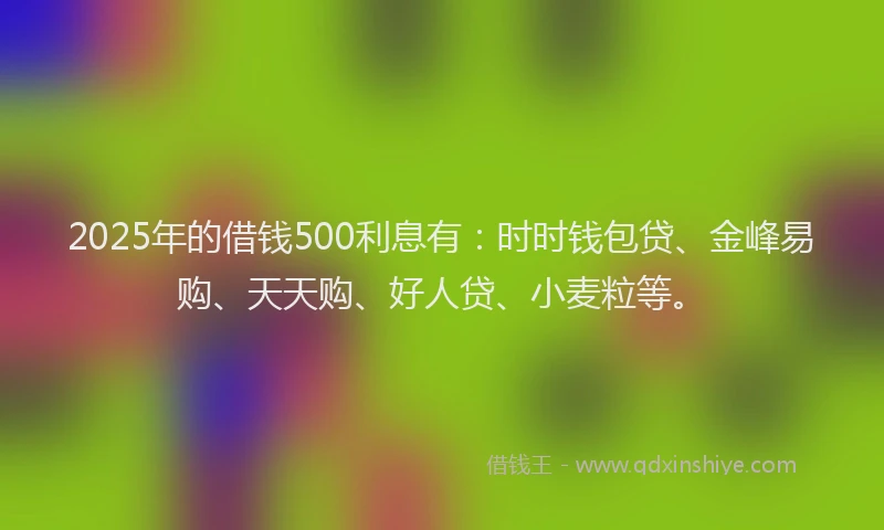 2025年的借钱500利息有：时时钱包贷、金峰易购、天天购、好人贷、小麦粒等。