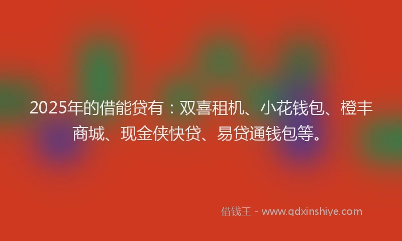 2025年的借能贷有：双喜租机、小花钱包、橙丰商城、现金侠快贷、易贷通钱包等。
