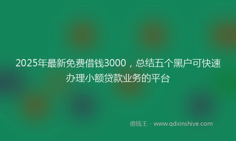 2025年最新免费借钱3000，总结五个黑户可快速办理小额贷款业务的平台