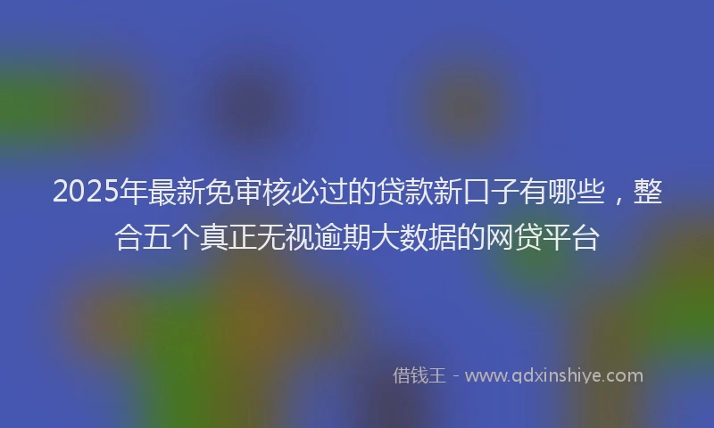 2025年最新免审核必过的贷款新口子有哪些，整合五个真正无视逾期大数据的网贷平台