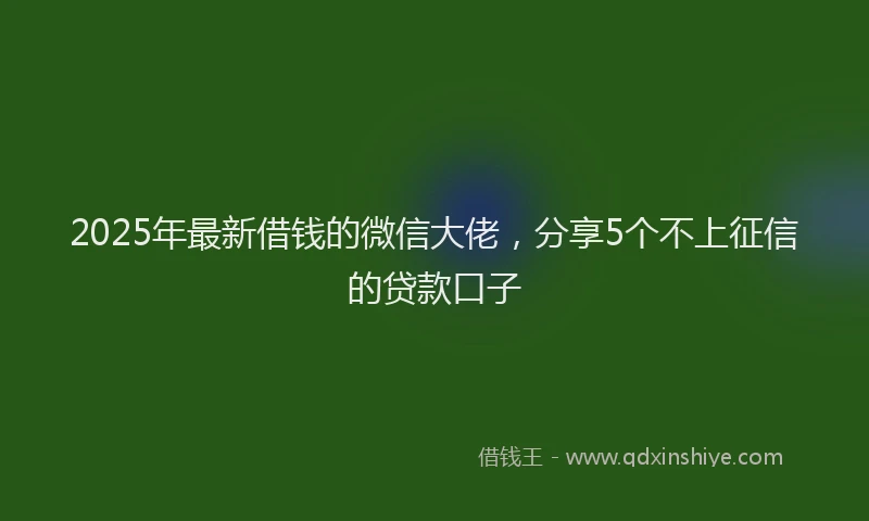 2025年最新借钱的微信大佬，分享5个不上征信的贷款口子