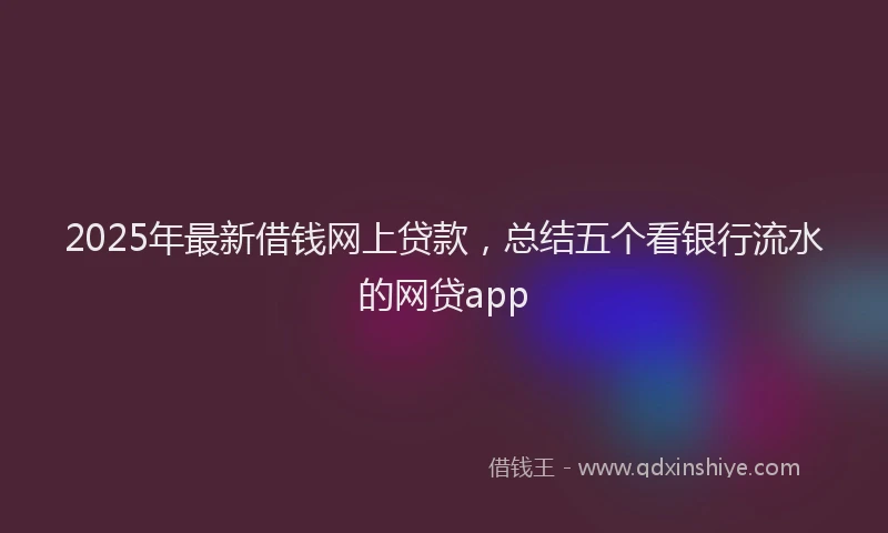 2025年最新借钱网上贷款，总结五个看银行流水的网贷app