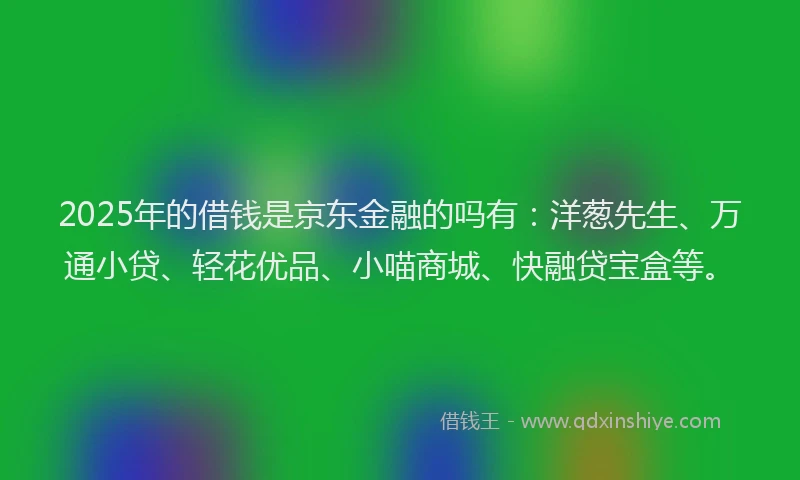 2025年的借钱是京东金融的吗有：洋葱先生、万通小贷、轻花优品、小喵商城、快融贷宝盒等。