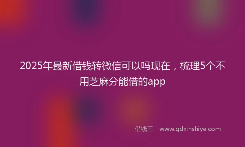 2025年最新借钱转微信可以吗现在，梳理5个不用芝麻分能借的app