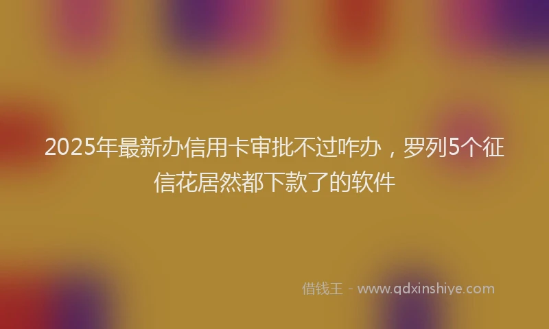 2025年最新办信用卡审批不过咋办，罗列5个征信花居然都下款了的软件