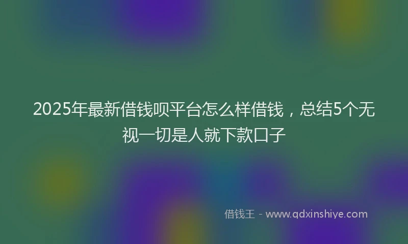 2025年最新借钱呗平台怎么样借钱，总结5个无视一切是人就下款口子