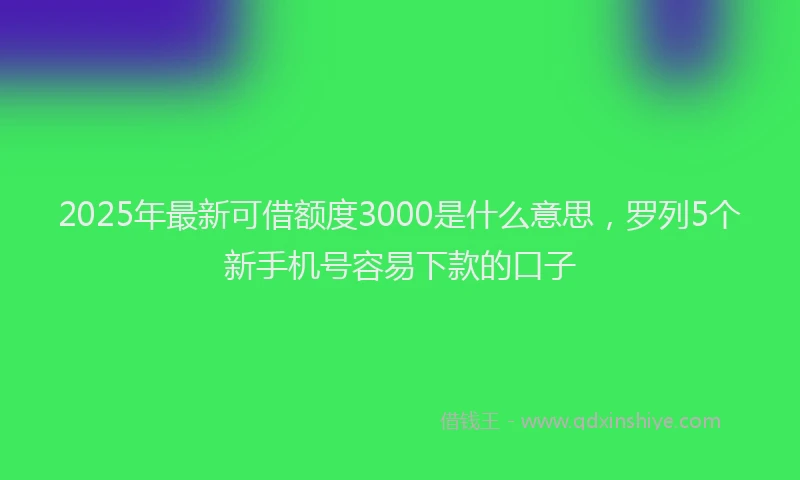 2025年最新可借额度3000是什么意思，罗列5个新手机号容易下款的口子