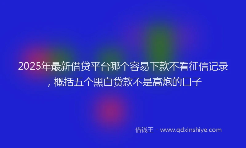2025年最新借贷平台哪个容易下款不看征信记录，概括五个黑白贷款不是高炮的口子