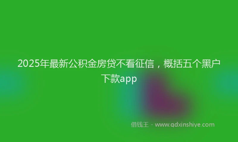 2025年最新公积金房贷不看征信，概括五个黑户下款app