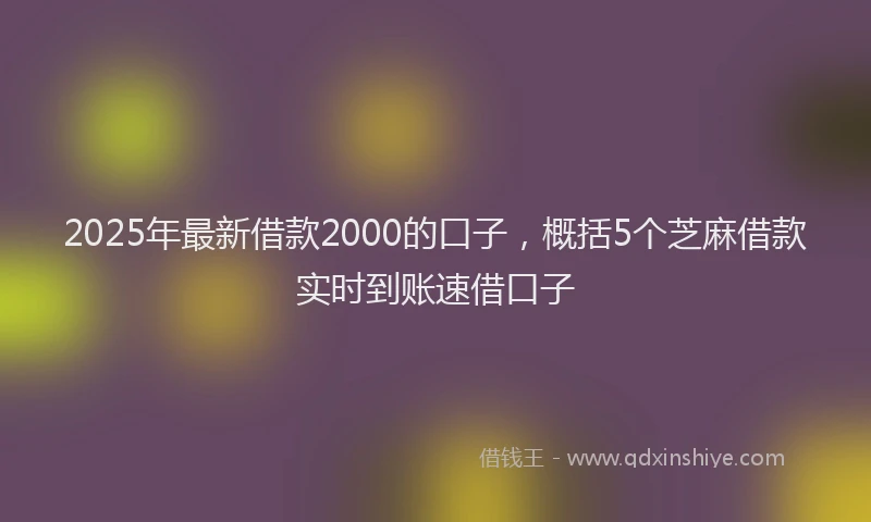 2025年最新借款2000的口子，概括5个芝麻借款实时到账速借口子