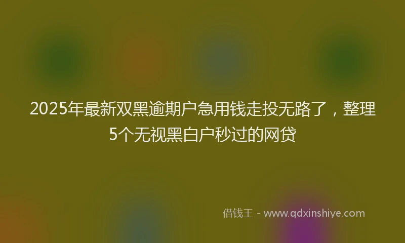 2025年最新双黑逾期户急用钱走投无路了，整理5个无视黑白户秒过的网贷