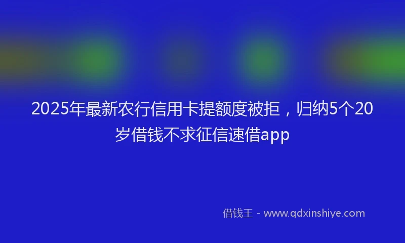 2025年最新农行信用卡提额度被拒，归纳5个20岁借钱不求征信速借app