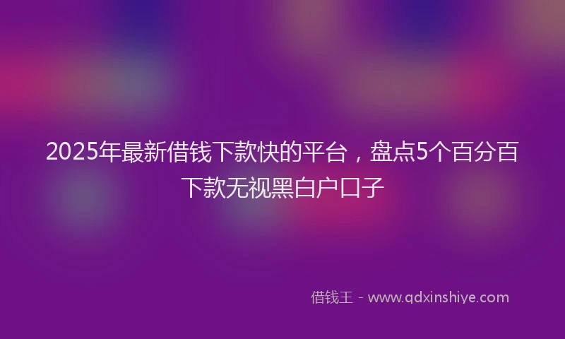 2025年最新借钱下款快的平台，盘点5个百分百下款无视黑白户口子