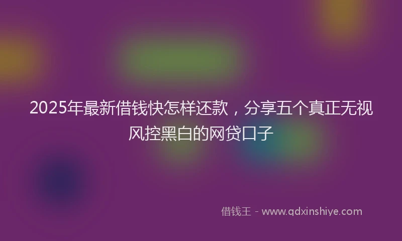 2025年最新借钱快怎样还款，分享五个真正无视风控黑白的网贷口子