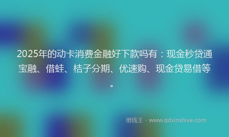 2025年的动卡消费金融好下款吗有：现金秒贷通宝融、借蛙、桔子分期、优速购、现金贷易借等。