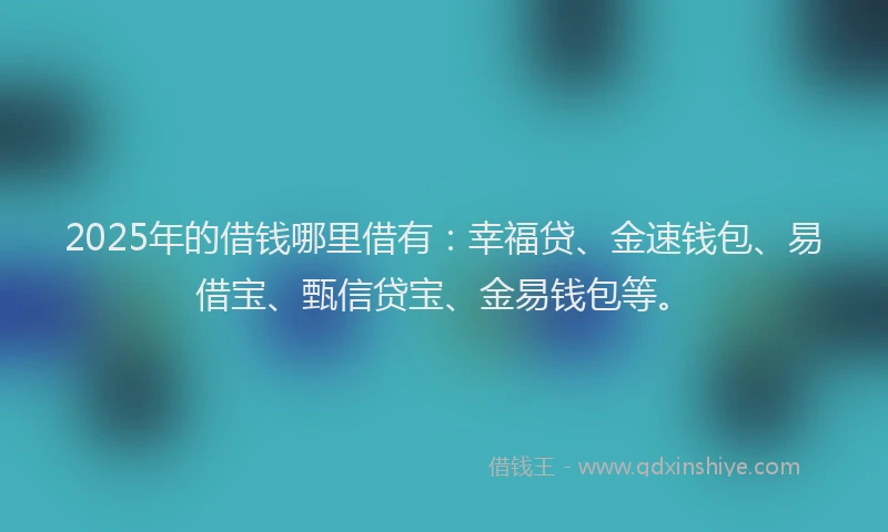 2025年的借钱哪里借有：幸福贷、金速钱包、易借宝、甄信贷宝、金易钱包等。