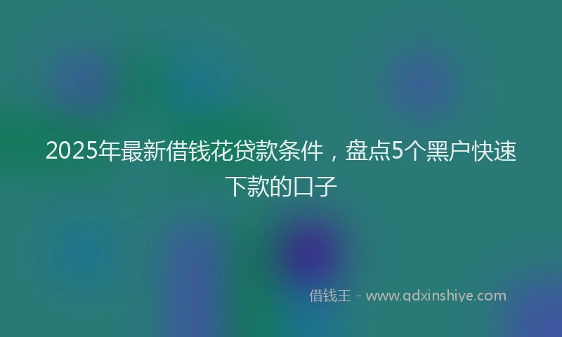 2025年最新借钱花贷款条件，盘点5个黑户快速下款的口子