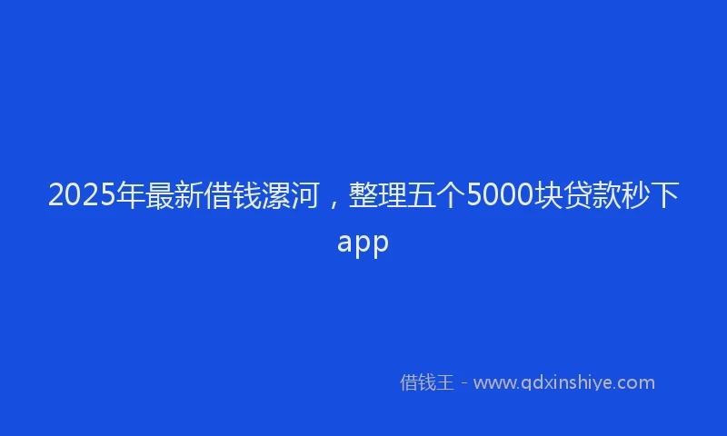 2025年最新借钱漯河，整理五个5000块贷款秒下app