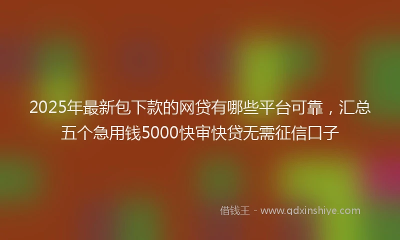 2025年最新包下款的网贷有哪些平台可靠，汇总五个急用钱5000快审快贷无需征信口子