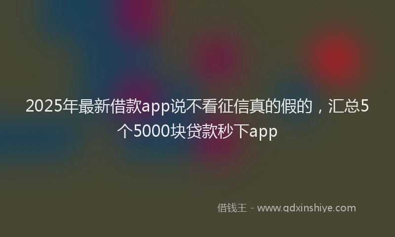 2025年最新借款app说不看征信真的假的，汇总5个5000块贷款秒下app