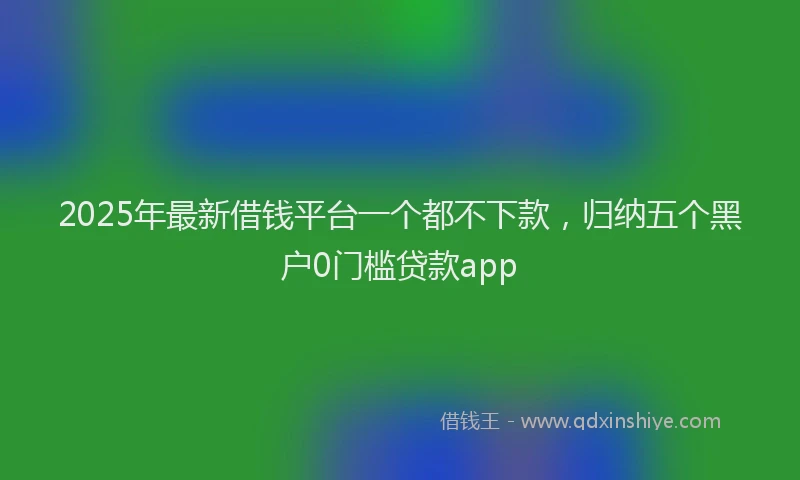 2025年最新借钱平台一个都不下款，归纳五个黑户0门槛贷款app