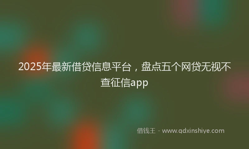 2025年最新借贷信息平台，盘点五个网贷无视不查征信app