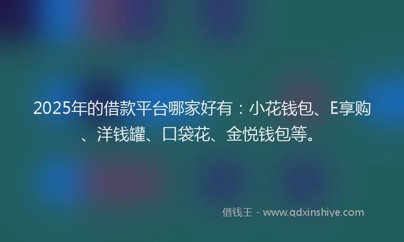 2025年的借款平台哪家好有：小花钱包、E享购、洋钱罐、口袋花、金悦钱包等。