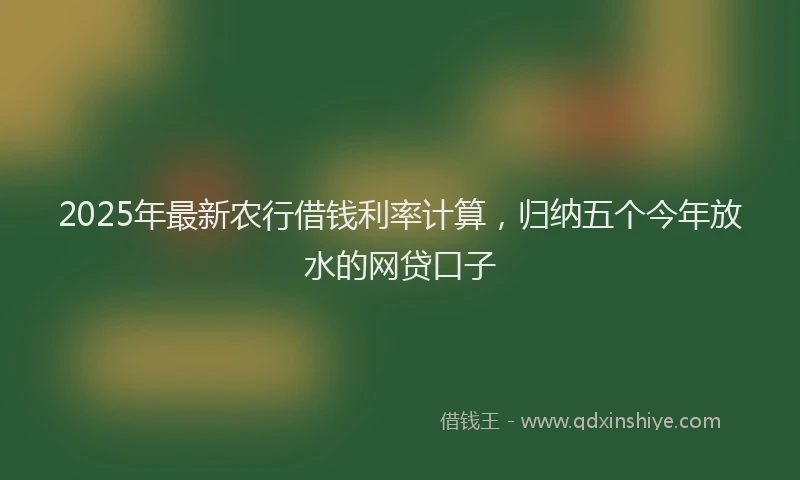 2025年最新农行借钱利率计算，归纳五个今年放水的网贷口子