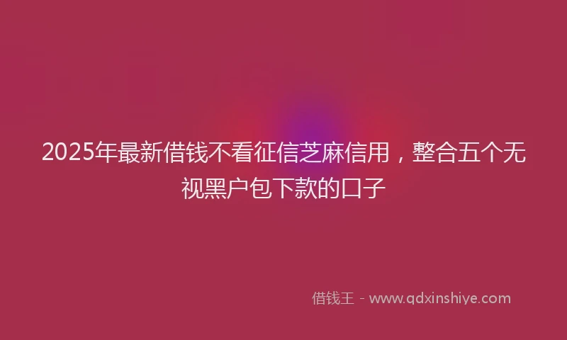2025年最新借钱不看征信芝麻信用，整合五个无视黑户包下款的口子