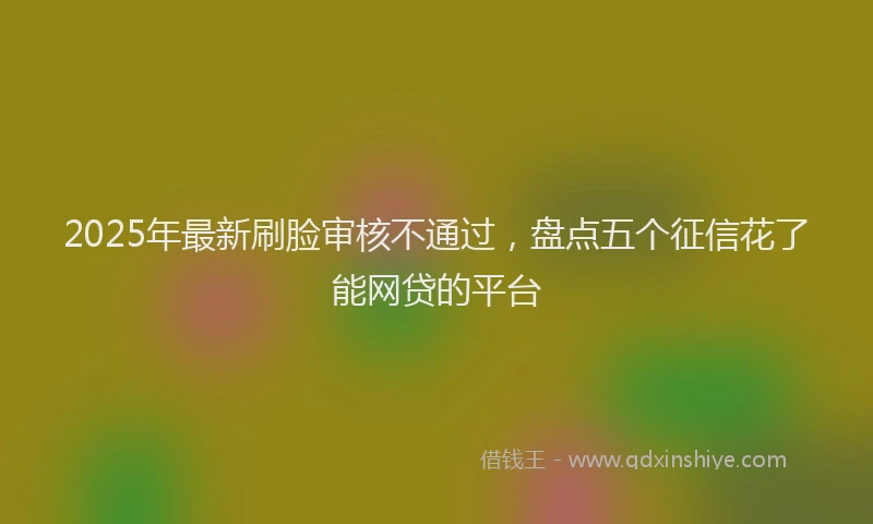 2025年最新刷脸审核不通过，盘点五个征信花了能网贷的平台
