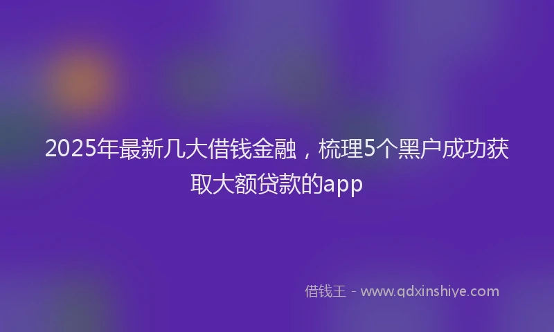 2025年最新几大借钱金融，梳理5个黑户成功获取大额贷款的app