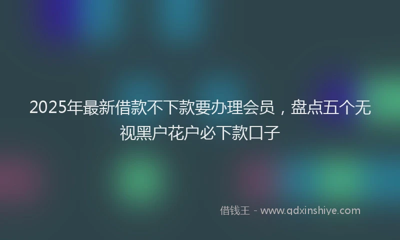 2025年最新借款不下款要办理会员，盘点五个无视黑户花户必下款口子
