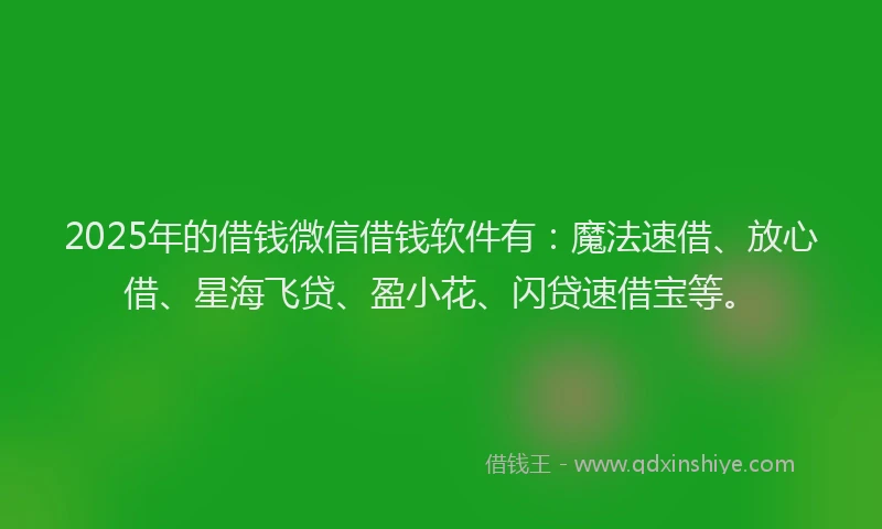 2025年的借钱微信借钱软件有：魔法速借、放心借、星海飞贷、盈小花、闪贷速借宝等。