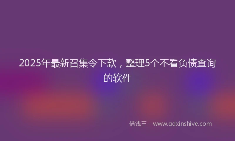 2025年最新召集令下款，整理5个不看负债查询的软件