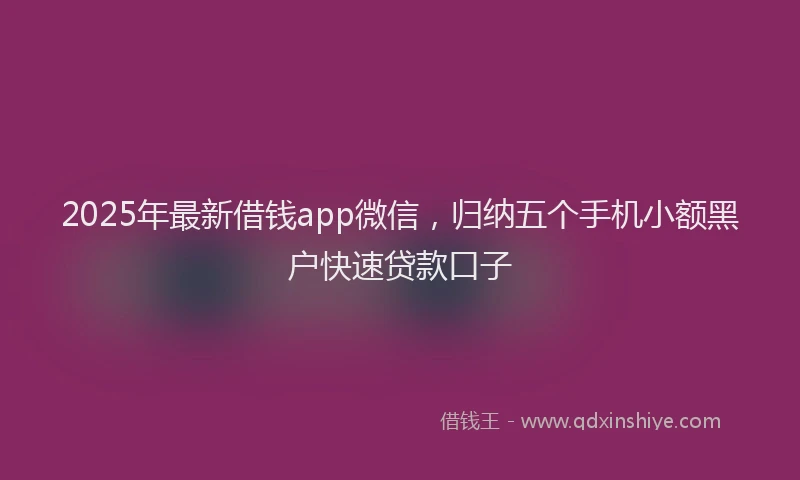2025年最新借钱app微信，归纳五个手机小额黑户快速贷款口子