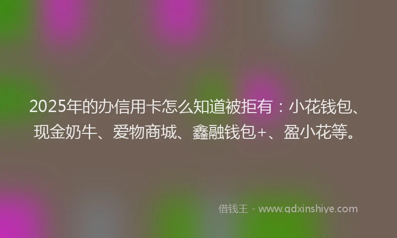 2025年的办信用卡怎么知道被拒有：小花钱包、现金奶牛、爱物商城、鑫融钱包+、盈小花等。