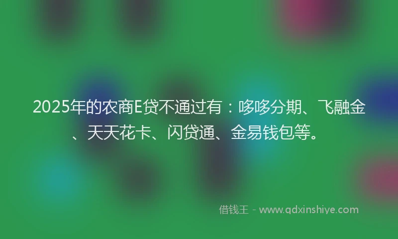 2025年的农商E贷不通过有:哆哆分期、飞融金、天天花卡、闪贷通、金易钱包等。
