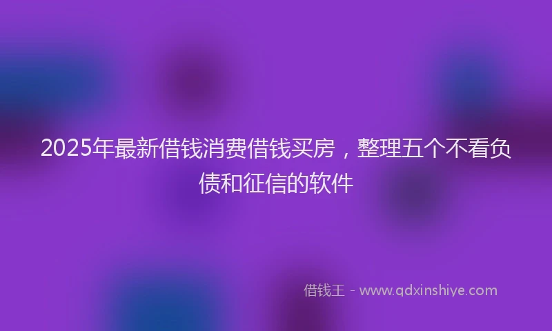 2025年最新借钱消费借钱买房，整理五个不看负债和征信的软件