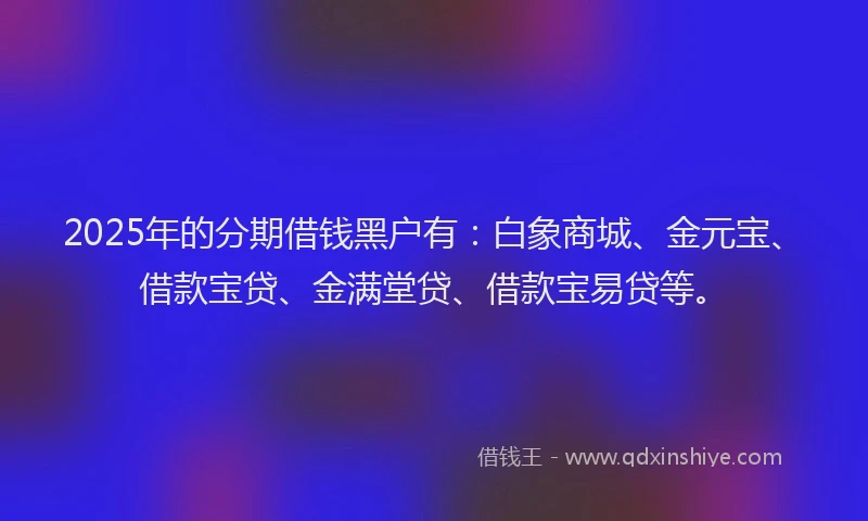 2025年的分期借钱黑户有：白象商城、金元宝、借款宝贷、金满堂贷、借款宝易贷等。