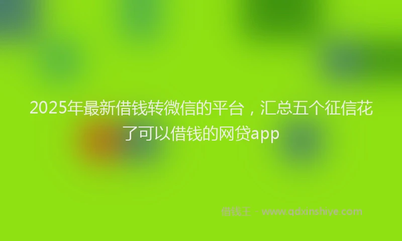 2025年最新借钱转微信的平台，汇总五个征信花了可以借钱的网贷app