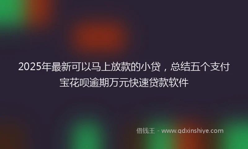2025年最新可以马上放款的小贷，总结五个支付宝花呗逾期万元快速贷款软件
