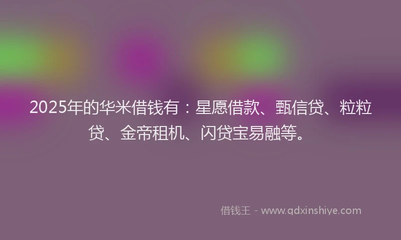 2025年的华米借钱有：星愿借款、甄信贷、粒粒贷、金帝租机、闪贷宝易融等。